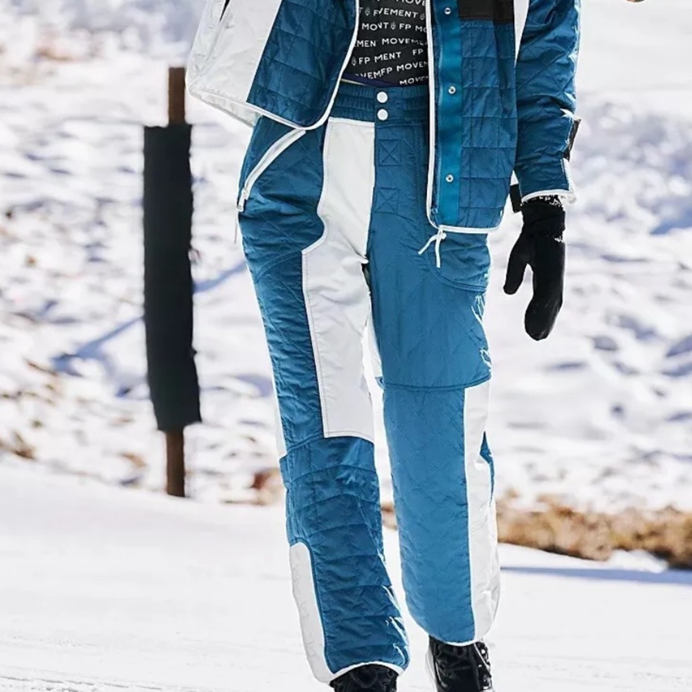 Free People Movement Landscape M & Lg Blue Patchwork Quilt Down Waterproof Ski